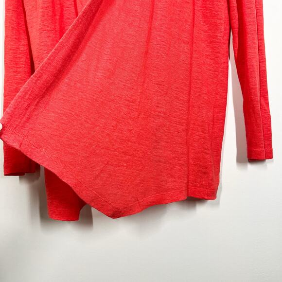 J Jill Love Linen 100% Linen‎ Open Front Lightweight Cardigan Sz M Coral - Picture 4 of 9